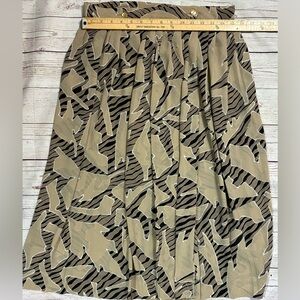 EUC Vintage Sheer Campus Casuals Tan Cream Pleated Midi A-Line Wrap Skirt VTG‎